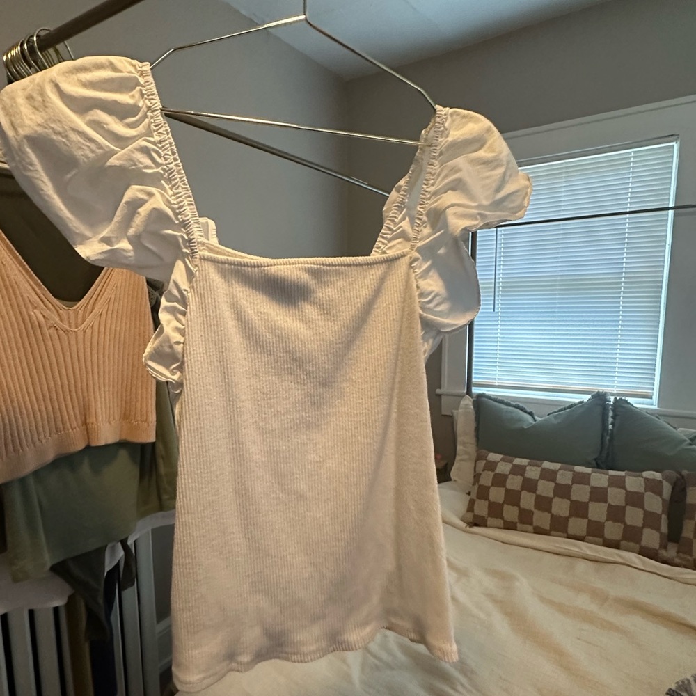 Target White Frilly sleeve top